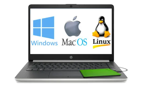 ordinateur portable avec logo windows mac os linux