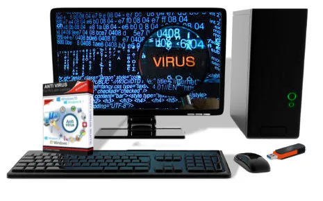 ordinateur avec un écran virus